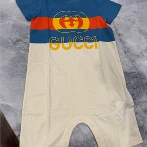 Gucci Blue and Orange Bodysuit with Sporty Color-Blocking